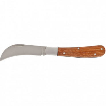 Záhradný zatvárací nôž, 170 mm, zahnutá čepeľ, drevená rukoväť