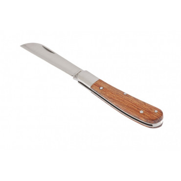 Záhradný nôž, 173 mm, skladací, rovná čepeľ, drevená rukoväť